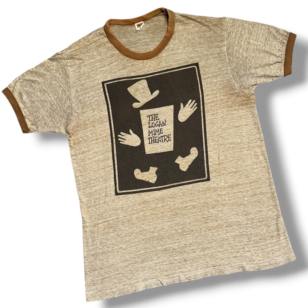 Vintage 70s Logan Mime Theatre NYC Experimental Theater Ringer Tee Hanes Sz L